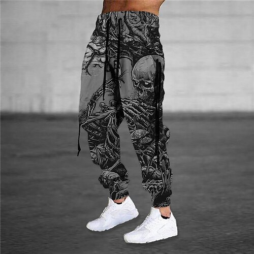 

Men's Sweatpants Joggers Trousers Drawstring Elastic Waist 3D Print Graphic Prints Comfort Breathable Sports Outdoor Casual Daily Cotton Blend Terry Streetwear Stylish Dark Brown Black Micro-elastic