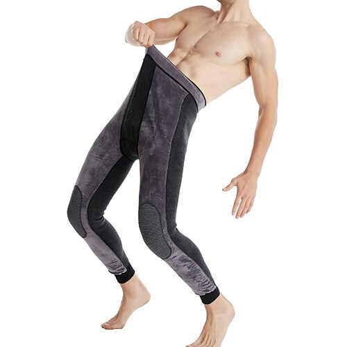 

Men's Long Johns Thermal Underwear Thermal Pants Patchwork Tights / Leggings Home Daily Cotton Thermal Warm Long Pant Leggings Elastic Waist Winter Black