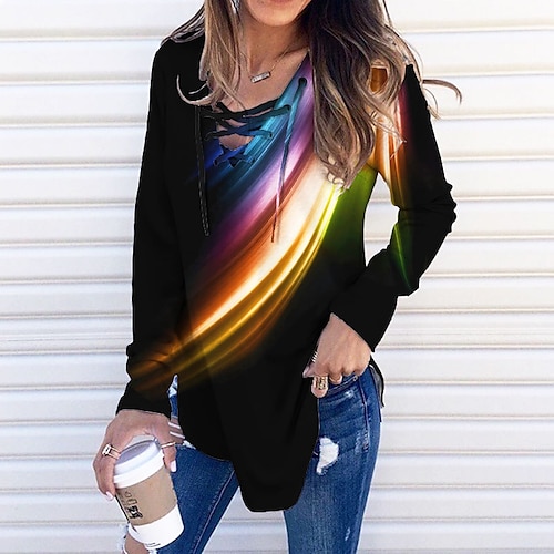 

Women's Sweatshirt Pullover Streetwear Black Graphic Street V Neck Long Sleeve S M L XL 2XL