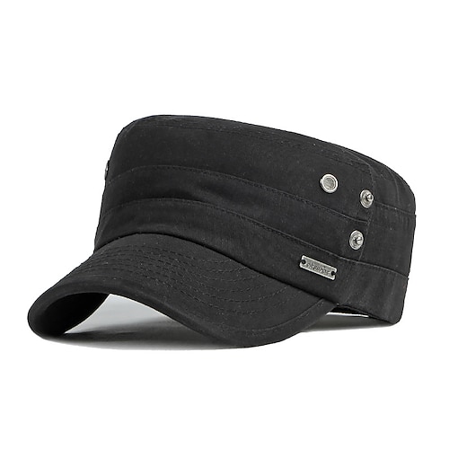 

Men's Military Cap Cadet Hat Black Army Green Cotton Adjustable Buckle Sports Daily Simple Street Dailywear Weekend Pure Color Portable Comfort Fashion Sports