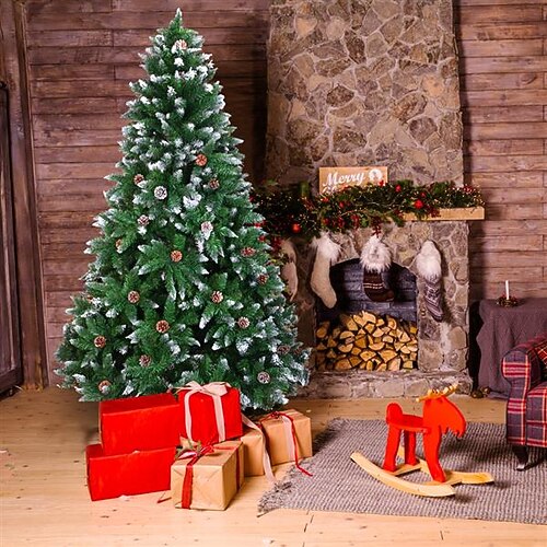 

Christmas Tree 7FT 1350 Branch Flocking Spray White Tree Plus Pine Cone (YJ)