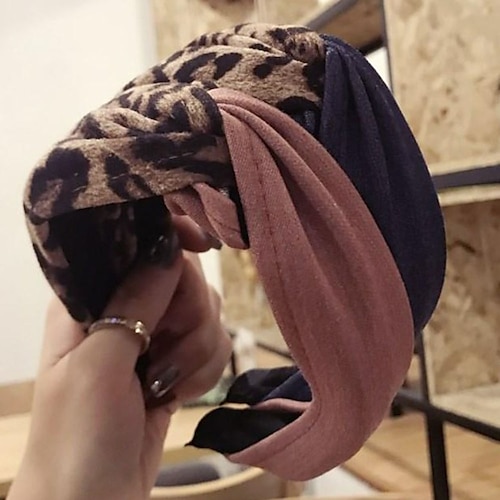 

Women's Girls' Headbands Headband For Leopard Fabric Pink khaki Navy Blue