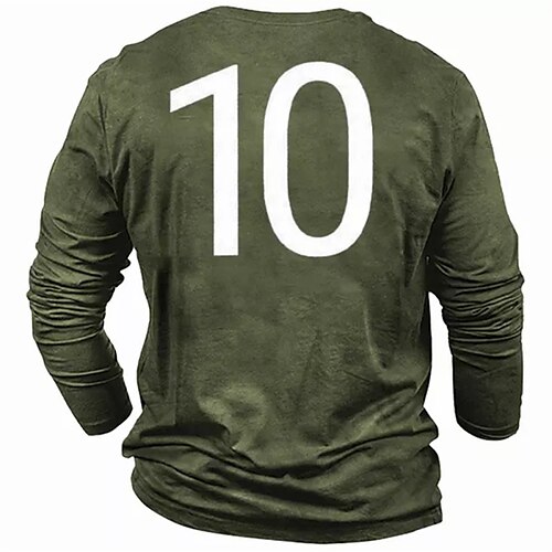 

Men's T shirt Tee Graphic Prints Crew Neck Green Gray 3D Print Outdoor Street Long Sleeve Print Clothing Apparel Basic Sports Designer Casual