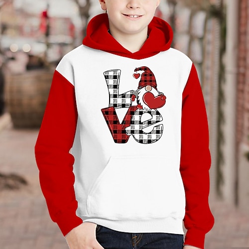 

Kids Boys Christmas Hoodie Pullover Letter Santa Claus Long Sleeve Pocket Children Top Christmas Gifts Hoodie Adorable Black Red Winter 7-13 Years / Fall