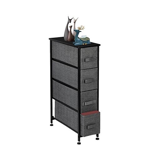 

Narrow Dresser Vertical Storage Unit With 4 Fabric Drawers Metal Frame Slim Storage Tower 7.9 Width For Living Room Kitchen Small Space Gap Grey