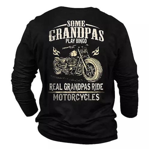 

Men's T shirt Tee Letter Graphic Prints Motorcycle Crew Neck Army Green Navy Blue Gray Black 3D Print Outdoor Street Long Sleeve Print Clothing Apparel Basic Sports Designer Casual