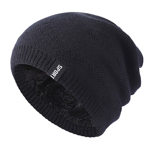 

Men's Hat Beanie / Slouchy Street Dailywear Weekend Knitted Fleece Pure Color Portable Comfort Warm Fashion Black