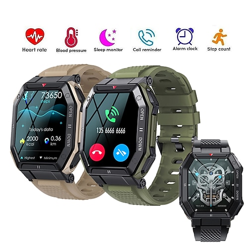 

696 K55 Smart Watch 1.85 inch Smartwatch Fitness Running Watch Bluetooth Pedometer Call Reminder Sleep Tracker Compatible with Android iOS Women Men Hands-Free Calls Message Reminder IP 67 31mm Watch