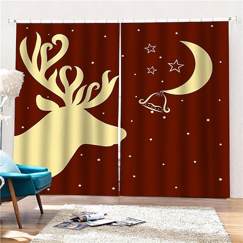 

Christmas Curtains, Christmas Elk Christmas Decoration Room Darkening Blackout Curtain Window Treatments for Living Room Bedroom 1 Panel