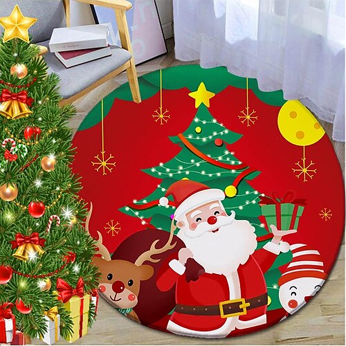 

Christmas Round Bath Mat Carpet Door Mat Bathroom Living Room Carpet Study Room Carpet Kitchen Bathroom Anti-slip Mat