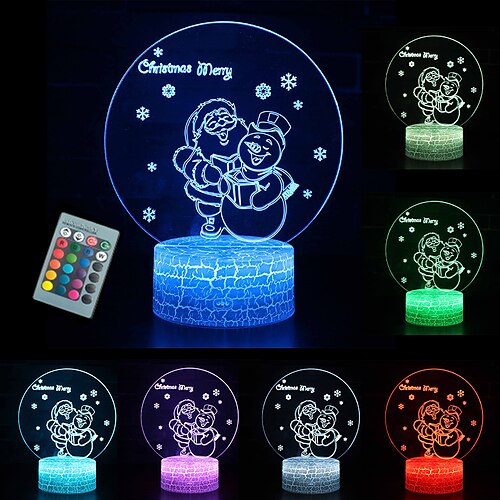 

3D Christmas Night Lights Gift Lights Snowman Bedside Lamp for Kids Bedroom Fireplace Table Ornaments Home Christmas Decorations and Gift for Kids