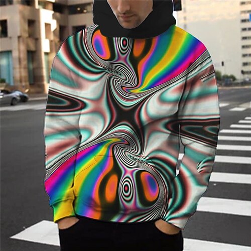 

Men's Pullover Hoodie Sweatshirt Gray Hooded Abstract Graphic Prints Print Daily Sports 3D Print Basic Streetwear Designer Spring & Fall Clothing Apparel Hoodies Sweatshirts Long Sleeve