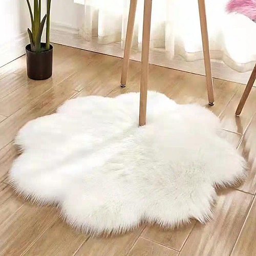 

plommeformet shearling teppe fortykket hjemme furry matte langhåret teppe gulvmatte