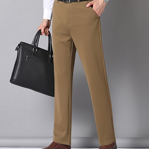 

Men's Dress Pants Fleece Pants Winter Pants Trousers Pocket Warm Fleece Solid Colored Warm Soft Office Business Holiday Chic & Modern Formal Khaki Royal Blue Micro-elastic