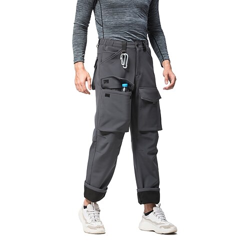 

Men's Fleece Pants Winter Pants Trousers Casual Pants Multi Pocket Straight Leg Solid Colored Comfort Warm Casual Daily Streetwear Sports Fashion Gray Black Micro-elastic