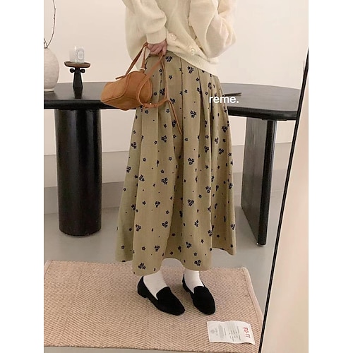 

Women's Skirt Swing Maxi Polyester Brown Skirts Print Fashion Holiday Weekend One-Size