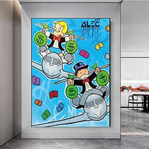 

Handmade Hand Painted Oil Painting Wall Monopoly Millionaire Money Street Art Home Decoration Decor Rolled Canvas No Frame Unstretched