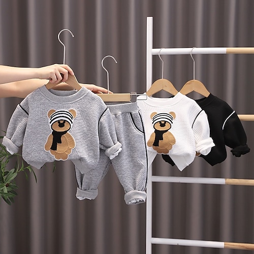 

2 pezzi Bambino (1-4 anni) Da ragazzo Tute sportive Vestito Cartoni animati Orso Manica lunga Cotone Impostare Da tutti i giorni Giornaliero Inverno Autunno 3-7 anni Nero Grigio Bianco