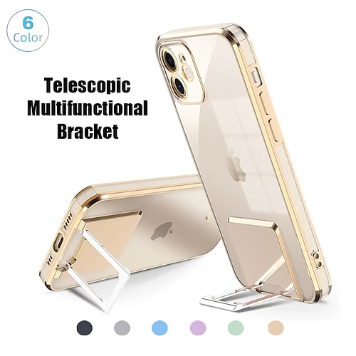 

Phone Case For Apple Back Cover iPhone 14 Pro Max 13 12 11 Pro Max Mini X XR XS 8 7 Plus with Stand Plating Transparent Transparent TPU
