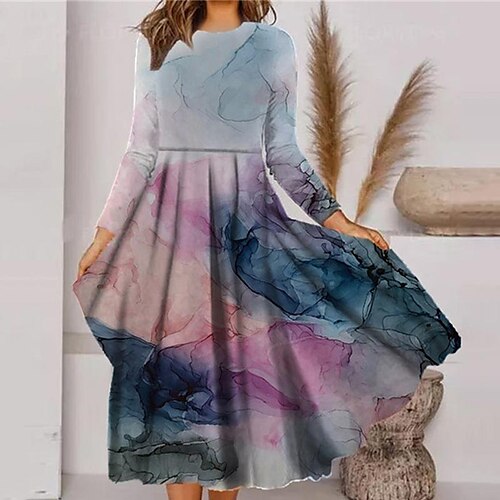 

vestido casual de mujer vestido swing vestido midi vestido midi azul púrpura verde manga larga santa claus bolsillo invierno otoño cuello redondo vacaciones invierno vestido diario 2023 s m l xl xxl