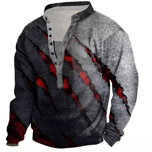 

Men's Sweatshirt Pullover Green Blue Purple Red Gray Standing Collar Graphic Prints Crack Print Casual Daily Sports 3D Print Streetwear Designer Casual Spring & Fall Clothing Apparel Hoodies