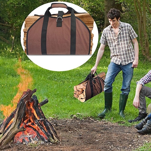 

Firewood Carrier - Freestanding Firewood Log Carrier Outdoor Firewood Storage Bag Logging Tote Bag Portable Canvas Logging Bag Firewood Tool Kit