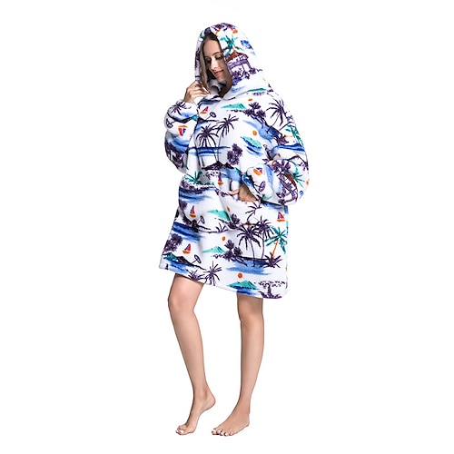 

Kid's Adults' Oversized Hoodie Blanket Wearable Blanket With Pocket Shark Panda Penguin Character Onesie Pajamas Flannel Cosplay For Men and Women Boys and Girls Carnival Animal Sleepwear Cartoon