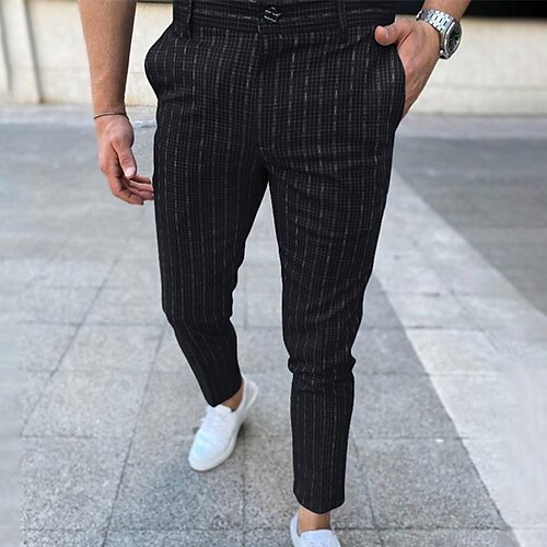 

Men's Chinos Trousers Jogger Pants Pocket Stripe Breathable Soft Daily Work Streetwear Fashion Streetwear Blue Red Micro-elastic / Spring