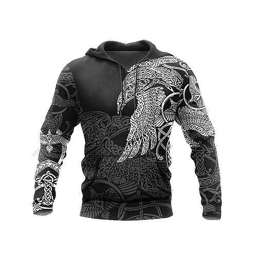 

Men's Unisex Pullover Hoodie Sweatshirt Black Hooded Tribal Graphic Prints Print Daily Sports 3D Print Streetwear Designer Casual Spring & Fall Clothing Apparel Hoodies Sweatshirts Long Sleeve