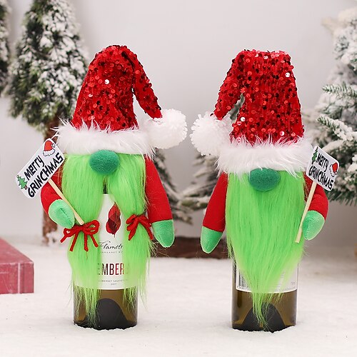 

Christmas Decoration Supplies Cartoon Couple Grinch Decorative Bottle Set Kitchen Table Dress Up Props Wholesale