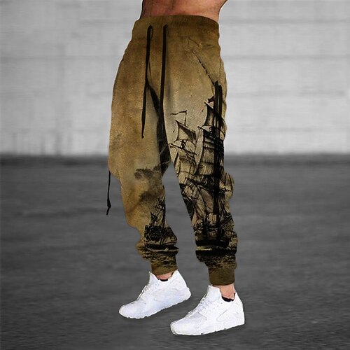 

Men's Sweatpants Joggers Trousers Drawstring Elastic Waist 3D Print Graphic Prints Comfort Breathable Sports Outdoor Casual Daily Cotton Blend Streetwear Designer Brown Micro-elastic