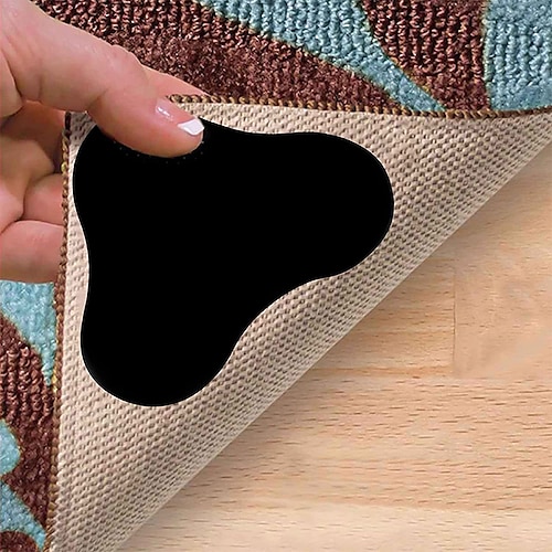 

8PCS Rug Tape Washable Prevent Curling Rug Stickers Corner Side Gripper for Hardwood Floor Double Sided Non-Slip Carpet TapeGrip Your Rug Reusable Durable Rug Stoppers for Area Rugs