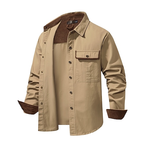 

Men's Casual Jacket Casual Daily Bar Tiktok Fall Spring Coat Oversized Windproof Contemporary Chic & Modern Luxurious Jacket Long Sleeve Plain Pure Color Oversize Khaki Coffee Gray