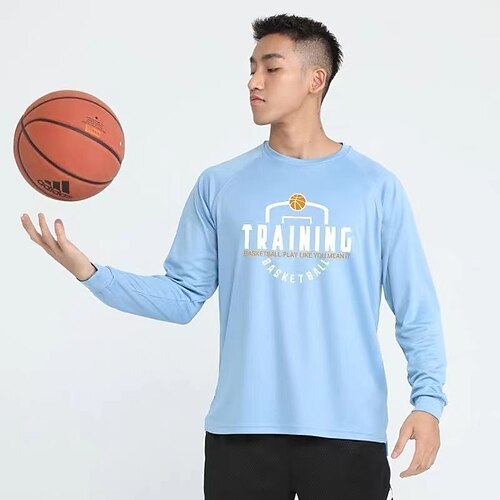 

Men's Workout Shirt Running Shirt Patchwork Long Sleeve Top Athletic Athleisure Winter Breathable Quick Dry Moisture Wicking Running Jogging Training Sportswear Activewear Black LightBlue Gray