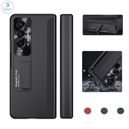 

telefon Etui Til Samsung Galaxy Bakdeksel Z Fold 4 og skjermbeskytter Helkroppsbeskyttende Støtte Ensfarget PC