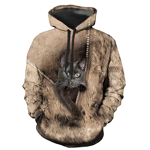 

Herren Hoodie Sweatshirt Kapuze Grün Blau Purpur Khaki Rote Mit Kapuze Katze Grafik-Drucke Bedruckt Täglich Sport 3D-Druck Basic Strassenmode Designer Frühling Herbst Bekleidung Kapuzenpullover