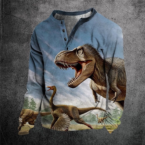 

Kids Boys Sweatshirt Pullover Animal Dinosaur Long Sleeve Button Children Top Casual Sweatshirt Cool Blue Yellow Winter 7-13 Years / Fall