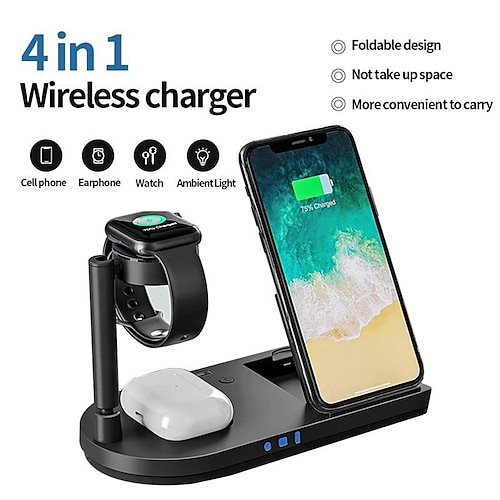 

Charging Station for Multiple Devices Apple, 4 in 1 Qi Fast Wireless Charger Stand/Dock Compatible with iPhone 14/13/12 Pro Max/Samsung Galaxy, AirPods Pro 3/2, Apple iWatch 8/7/6/5/SE/4/3/2