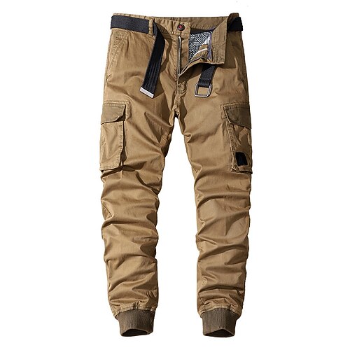 

Men's Cargo Pants Trousers Work Pants Multi Pocket Solid Colored Comfort Breathable Casual Daily Streetwear Cotton Blend Sports Fashion ArmyGreen Black Micro-elastic