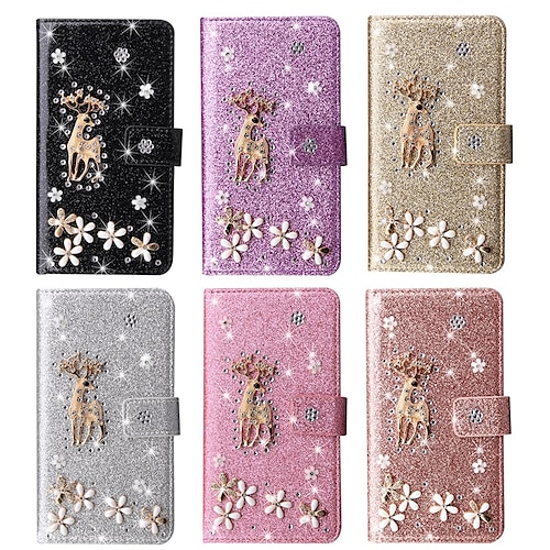 

telefon Etui Til Samsung Galaxy Tegnebogskortetui S23 S22 S21 S20 Plus Ultra A73 A53 A33 Note 20 10 Rhinsten Pung Læder Jul Krystal diamant TPU PU Læder