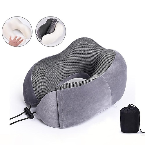 

Neck Pillow for Traveling Cotton Travel Neck Pillow for Airplane 100% Pure Memory Foam Travel Pillow for Flight Headrest Sleep, with Storage Bag, Support for Car, Home, Office, and Gaming