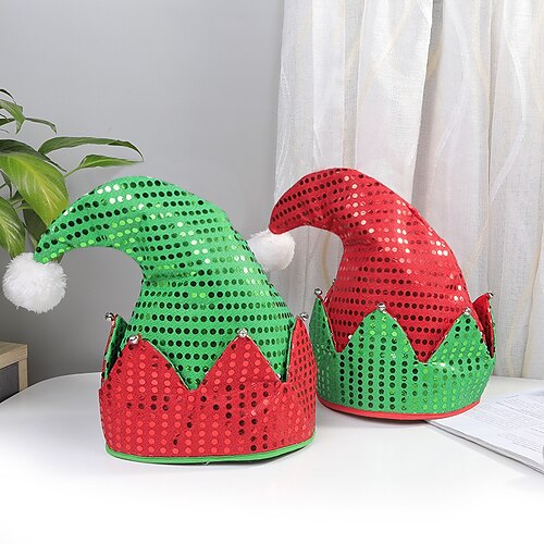 

Santa Claus Elf Hat Christmas Hat Men's Cosplay Christmas Masquerade Christmas Eve Festival / Holiday Sequin Nonwoven Apple Green / Green / Red Men's Women's Easy Carnival Costumes