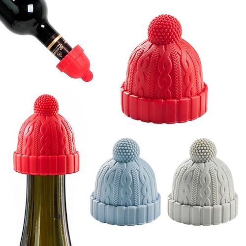 

Christmas Hat Silicone Wine Stopper Beer Bottle Cap Stopper Leak Proof Champagne Bottle Sealer Stoppers Wine Kitchen Bar Tool 3PCS