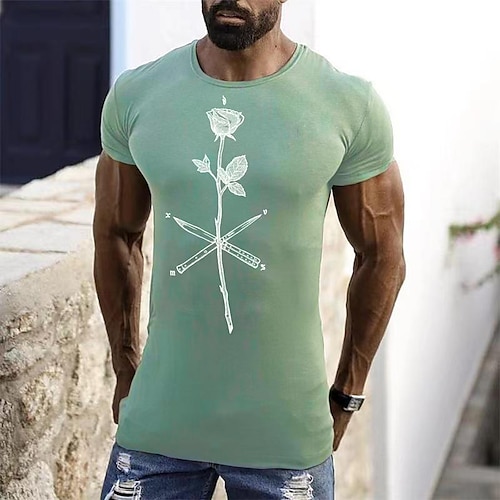 

Herren T Shirt Cooles Hemd Rose Rundhalsausschnitt Print Outdoor Strasse Kurzarm Bedruckt Bekleidung Sport Designer Brautkleider schlicht Groß und hoch