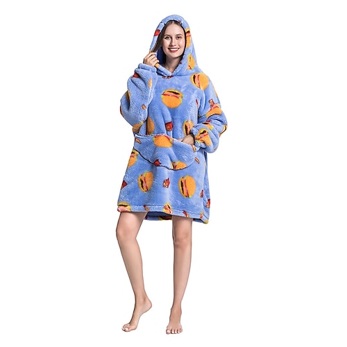 

Kid's Adults' Oversized Hoodie Blanket Wearable Blanket With Pocket Bear Dinosaur Wolf Character Onesie Pajamas Flannel Cosplay For Men and Women Boys and Girls Carnival Animal Sleepwear Cartoon