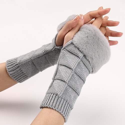 

Women's Fingerless Gloves Warm Winter Gloves Gift Daily Solid / Plain Color Polyester Acrylic Fibers Cosplay Casual Warm 1 Pair