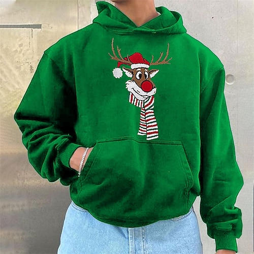 

Men's Hoodie Pullover Hoodie Sweatshirt Green Red White Black Hooded Graphic Ugly Christmas Print Sports & Outdoor Daily Sports Hot Stamping Basic Casual Big and Tall Fall Spring Clothing Apparel