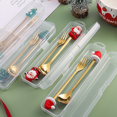

New Year Christmas Spoon Fork Christmas Decorations for Home Xmas Gifts Navidad Christmas Tableware Decor Kids Gifts
