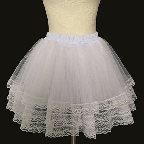 

Mulheres Anágua Mini Organza Preto Branco Saias Renda Multi Camadas Moda Carnaval Reunião de Classe Tamanho Único