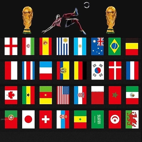 

90150cm 2022 World 32 Countries Flags World Cup Football Bunting Banner Fan Restaurant Hall Bar Club Decoration Flag